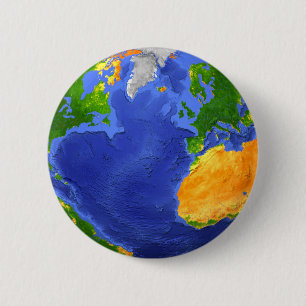 De volledige aarde toont topografische gegevens. ronde button 5,7 cm