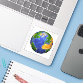 De volledige aarde toont topografische gegevens. sticker (Laptop met iPhone)