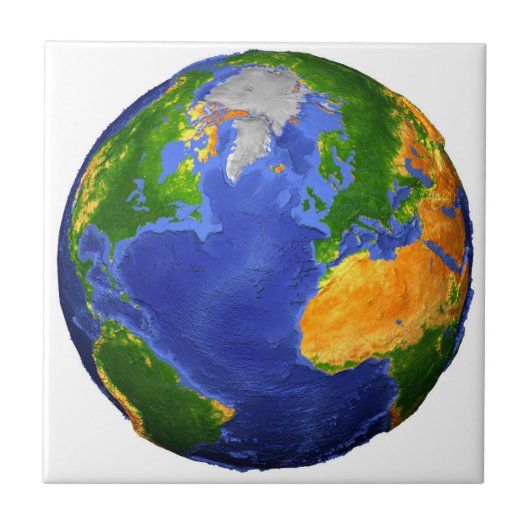 De volledige aarde toont topografische gegevens. tegeltje (Voorkant)