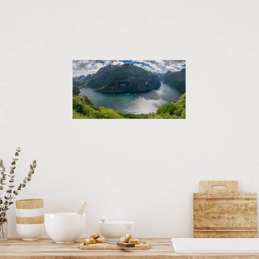 De volledige Geirangerfjord in het poster van pano (Keuken)
