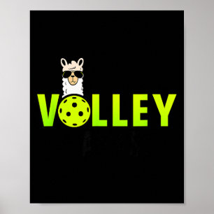 De volley lama's komische stijl lama pickle ball poster