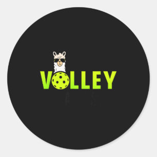 De volley lama's komische stijl lama pickle ball ronde sticker