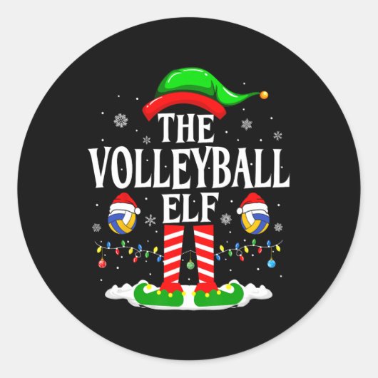 De Volleybal Elf Grappig Matching Xmas Volleybal Ronde Sticker (Voorkant)