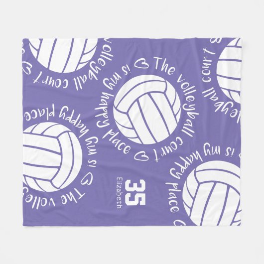 De volleybalrechtbank is mijn gelukkige plaatstypo fleece deken (Voorkant (Horizontaal))