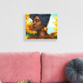 De vonk in haar oogstgestrekte canvas (Insitu (Woonkamer))