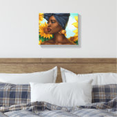 De vonk in haar oogstgestrekte canvas afdruk (Insitu (Slaapkamer))