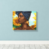 De vonk in haar oogstgestrekte canvas afdruk (Insitu (Houten vloer))