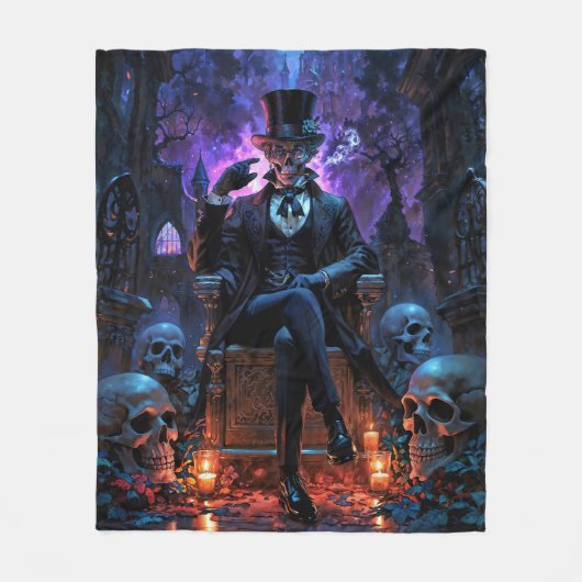 De Voodoo Gentleman Baron Samedi Fleece Deken (Voorkant)