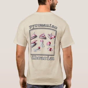 De voor- en achterkant van man gedrukte pyromaan b t-shirt
