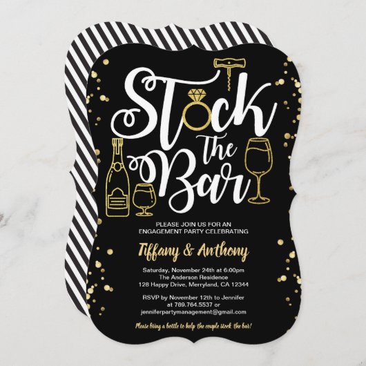 De voorraad goud van de bar uitnodigingscontractpa kaart (Voorkant / Achterkant)