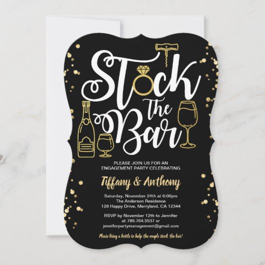 De voorraad goud van de bar uitnodigingscontractpa kaart (Voorkant)