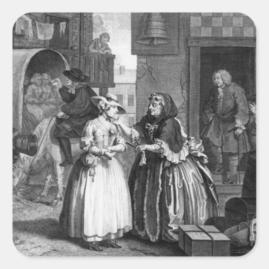 De vooruitgang van Harlot Vierkante Sticker (Voorkant)