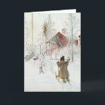 De VoorWerf van Carl Larsson en het Huis van de Feestdagen Kaart<br><div class="desc">De mooie Skandinavische Scène van de Winter van het huis van Zweeds kunstenaarsCarl Larsson,  het boerderij en de jonge dochter. Geschilderd in 1895,  is dit een favoriet van Kerstmis geworden en vaak in Zweeds en Noors design rond het vakantie en door de wintertijd gezien.</div>