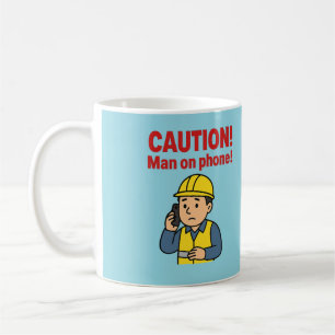 De 'VOORZICHTIGHEID! Man aan de telefoon!' mok