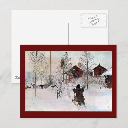 De voorzijde van de kaart en het washuis in de sne (Voorkant / Achterkant)