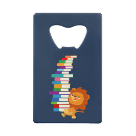 De Voracious Reader (Cute Cartoon Lion) Creditkaart Flessenopener