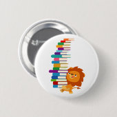 De Voracious Reader (Cute Cartoon Lion) Ronde Button 5,7 Cm (Voorkant /achterkant)