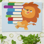 De Voracious Reader (Cute Cartoon Lion) Theedoek (Gevouwen)
