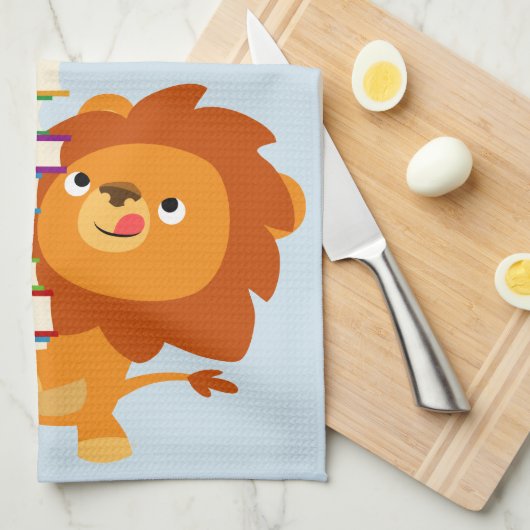 De Voracious Reader (Cute Cartoon Lion) Theedoek (Quarter Fold)