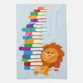 De Voracious Reader (Cute Cartoon Lion) Theedoek (Verticaal)