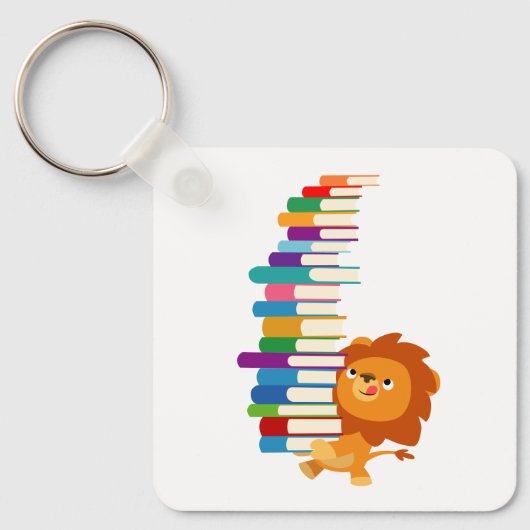 De Voracious Reader (Cute Kawaii Lion) Sleutelhanger (Voorkant)