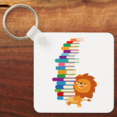 De Voracious Reader (Cute Kawaii Lion) Sleutelhanger (Voorkant)