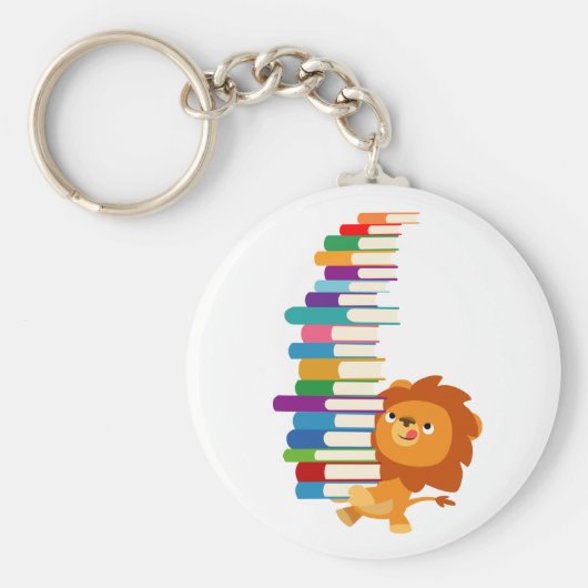 De Voracious Reader (Cute Kawaii Lion) Sleutelhanger (Voorkant)