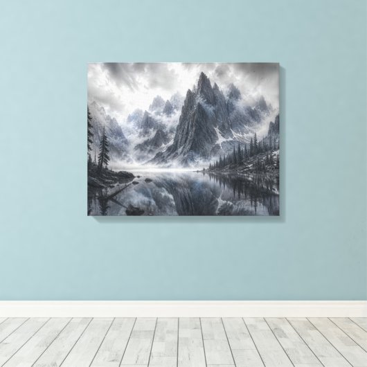 De Vorm Van Stilte – Zwart en Wit Landschap Canvas Afdruk (Insitu (Houten vloer))