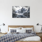 De Vorm Van Stilte – Zwart en Wit Landschap Canvas Afdruk (Insitu (Slaapkamer))