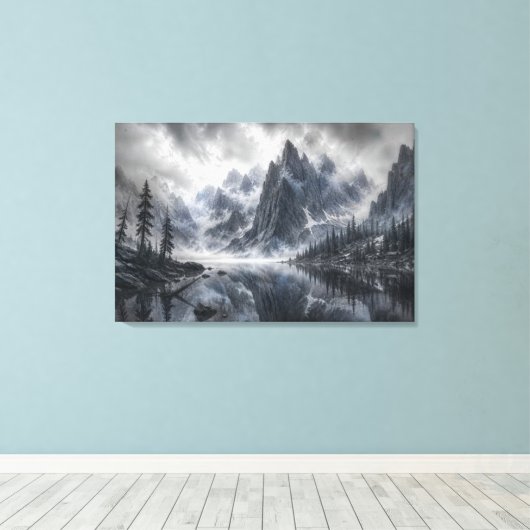 De Vorm Van Stilte – Zwart en Wit Landschap Canvas Afdruk (Insitu (Houten vloer))