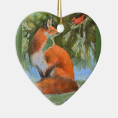 De vos en de kardinaal keramisch ornament (Rechts)