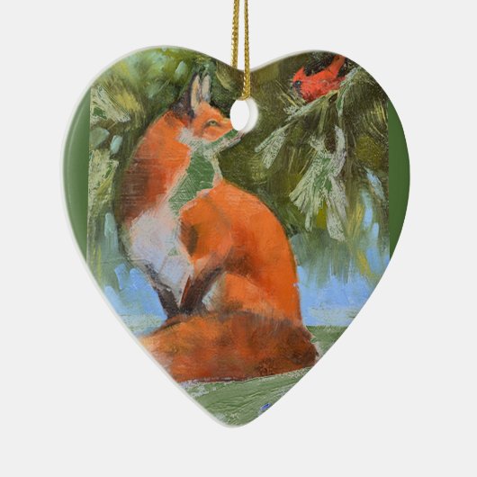De vos en de kardinaal keramisch ornament (Rechts)