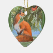 De vos en de kardinaal keramisch ornament (Links)