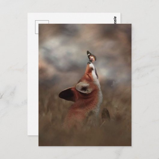 De vos en de vlinder briefkaart (Voorkant / Achterkant)