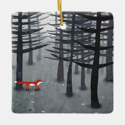 De vos en het bos keramisch ornament (Voorkant)