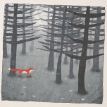 De vos en het bos sjaal<br><div class="desc">Een eenzame wilde vos staat onder pijnbomen in een donker bos. Een landschapsschilderij voor dierenliefhebbers,  natuur- en wildlife-liefhebbers. Originele kunst van Nic Squirrell.</div>