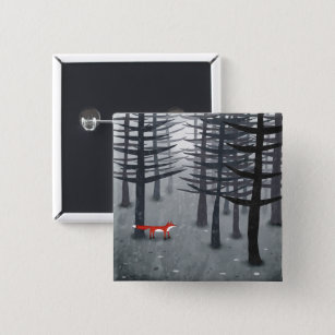 De vos en het bos vierkante button 5,1 cm