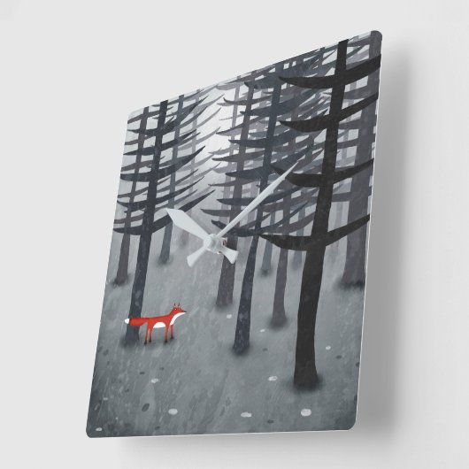 De vos en het bos vierkante klok (Hoek)