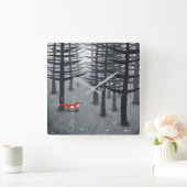 De vos en het bos vierkante klok (Huis)