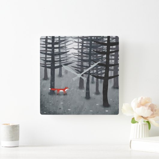 De vos en het bos vierkante klok (Huis)