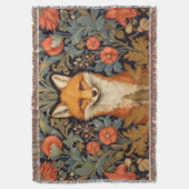 De vos en rode bloemen art nouveau stijl deken (Voorkant Verticaal)