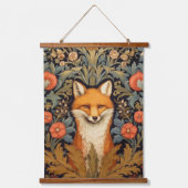 De vos en rode bloemen art nouveau stijl hangend wandkleed (Voorkant)