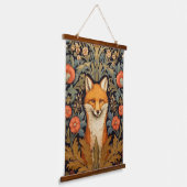 De vos en rode bloemen art nouveau stijl hangend wandkleed (Gebogen)