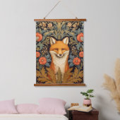 De vos en rode bloemen art nouveau stijl hangend wandkleed (Slaapkamer)