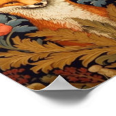 De vos en rode bloemen art nouveau stijl poster (Hoek)