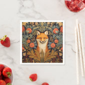 De vos en rode bloemen art nouveau stijl servet (Insitu)