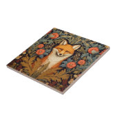 De vos en rode bloemen art nouveau stijl tegeltje (Zijkant)