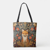 De vos en rode bloemen art nouveau stijl tote bag (Achterkant)