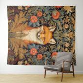 De vos en rode bloemen art nouveau stijl wandkleed (In Situ (horizontaal))