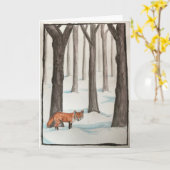 De vos in de sneeuw gevouwen Wenskaart Kaart (Gele Bloem)